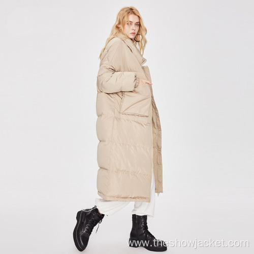 Winter New Women Stand Collar Long Down Coat